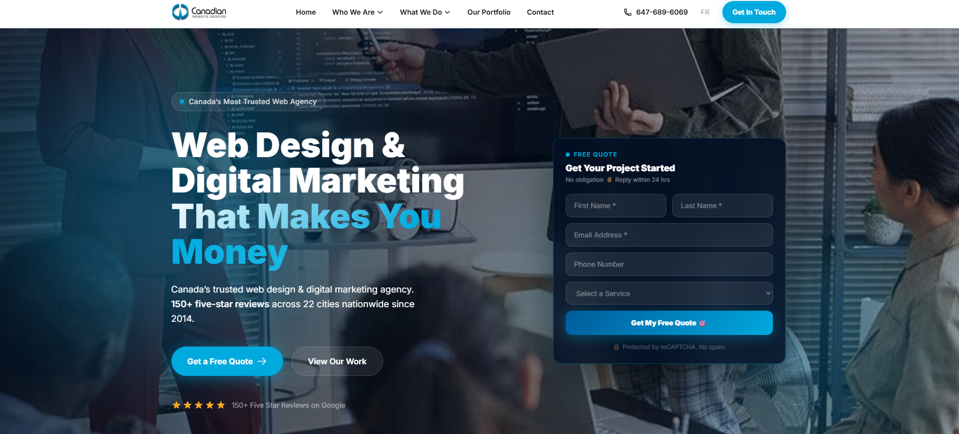 home page of canadian web design